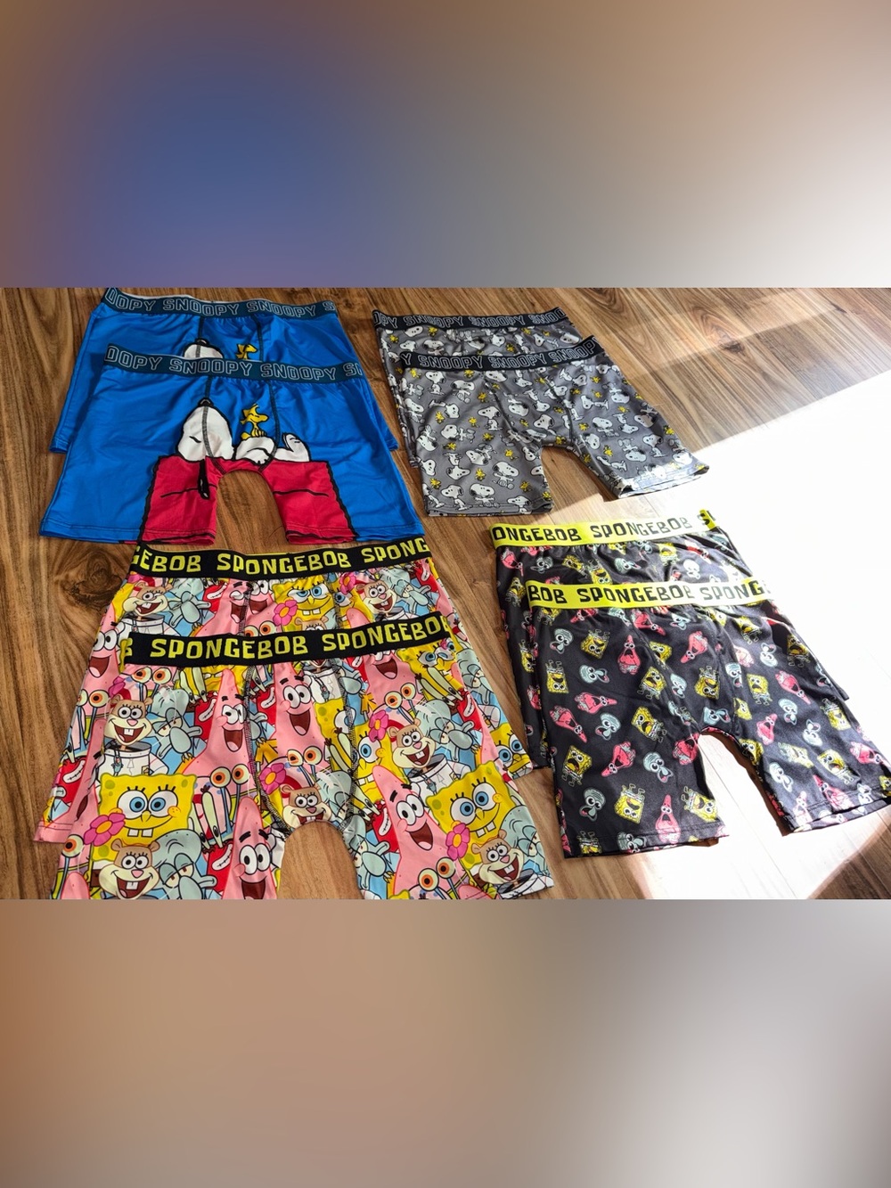 Men’s Peanuts Snoopy & SpongeBob Kids' Character Boxer Briefs XL x8
